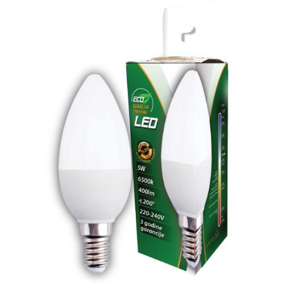 LED SIJALICA ECO LUM 5W E14 6500K 400lm bela LED SIJALICA ECO LUM 5W E14 6500K 400lm bela