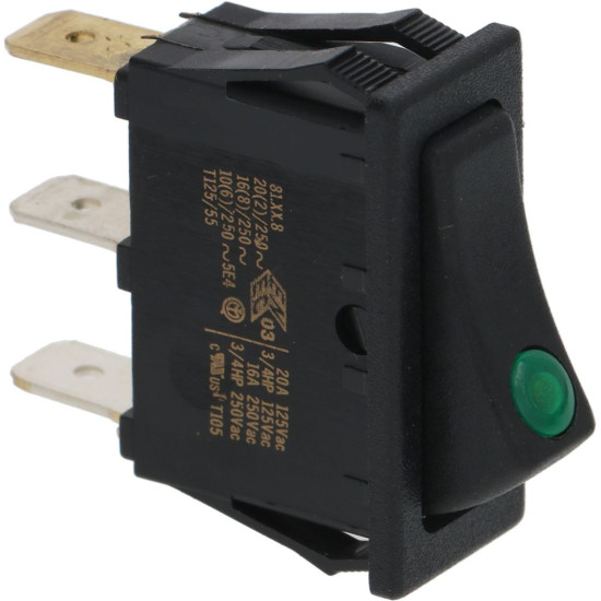 SWITCH 1-POLE BLACK 16A 250V SWITCH 1-POLE BLACK 16A 250V