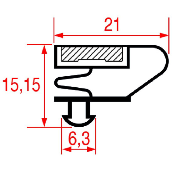 SNAP-IN DOOR GASKET 1530x665 mm