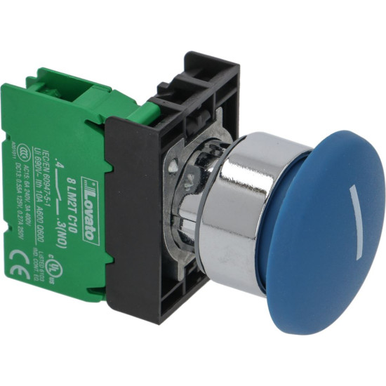 MUSHROOM PUSH-BUTTON BLUE 6A 240V MUSHROOM PUSH-BUTTON BLUE 6A 240V
