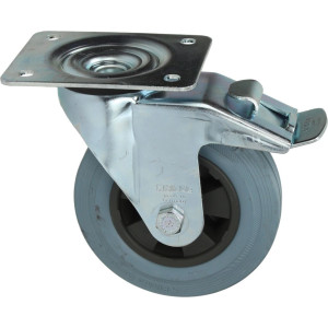 CASTOR SWIVEL PLATE WITH BRAKE