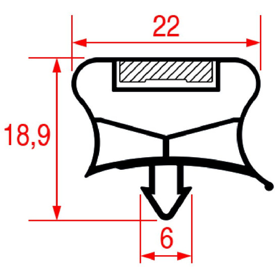 SNAP-IN DOOR GASKET 416x198 mm