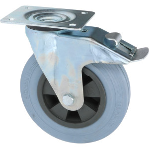 CASTOR SWIVEL PLATE WITH BRAKE