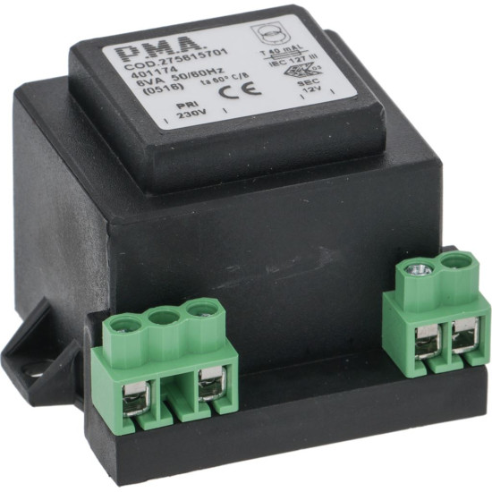 TRANSFORMER 230V/12V 6VA TRANSFORMER 230V/12V 6VA