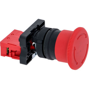 MUSHROOM-SHAPED STOP BUTTON RED